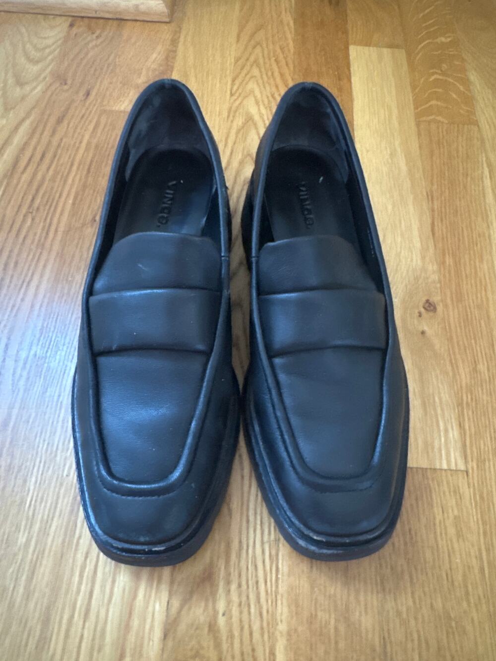 Vince Womens Robin Apron Toe Leather Black Chunky Lug Sole Penny Loafers Sz 8